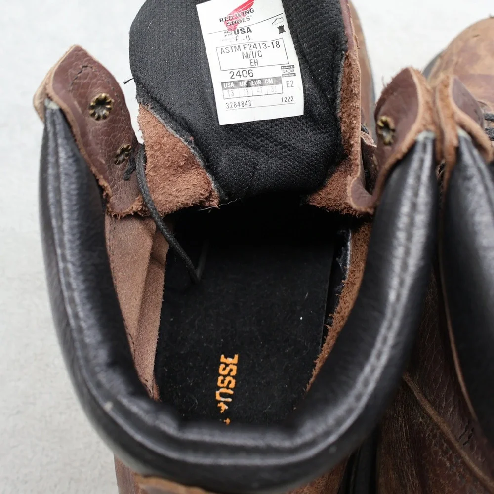 Red Wing Mens 13 Work Boots Brown Leather Steel Toe Safety Waterproof USA Made - Picture 9 of 16